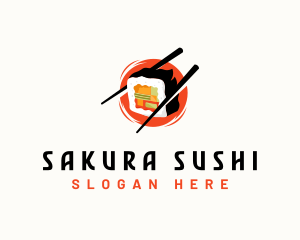 Sushi Chopsticks Japanese logo design
