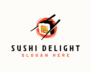 Sushi Chopsticks Japanese logo design