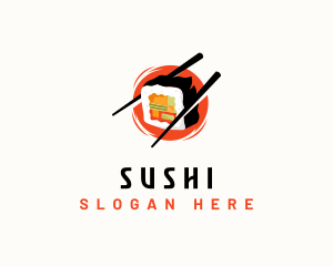 Sushi Chopsticks Japanese logo design