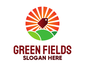 Fields - Red Tag  Meadow Farming logo design