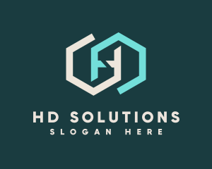 Double Hexagon Letter H logo design