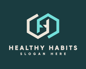 Double Hexagon Letter H logo design