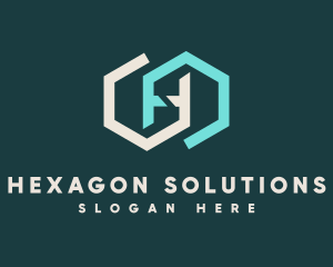 Double Hexagon Letter H logo design