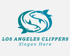 Team - Shark Swimming Aquarium logo design