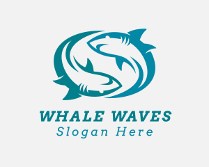 Shark Swimming Aquarium  logo design