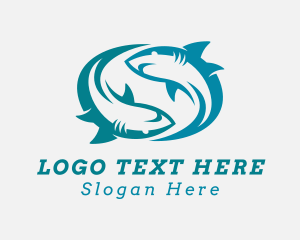 Shark - Shark Swimming Aquarium logo design