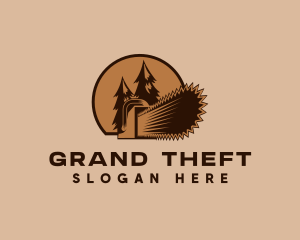 Logger - Chainsaw Logging Forest logo design