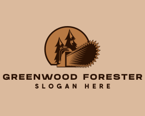 Chainsaw Logging Forest logo design