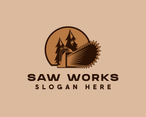 Chainsaw - Chainsaw Logging Forest logo design