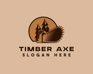 Chainsaw Logging Forest logo design