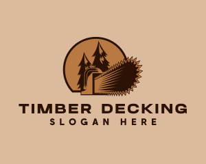 Chainsaw Logging Forest logo design