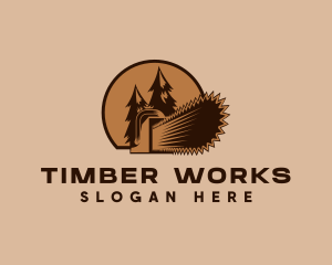 Chainsaw Logging Forest logo design