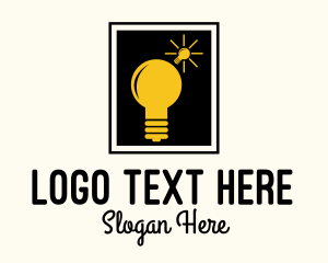 Mind - Lightbulb Idea Frame logo design