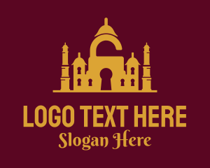 Islam - Padlock Keyhole Mosque logo design