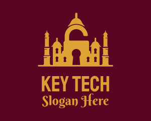 Padlock Keyhole Mosque logo design