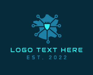 Web Hosting - France Technology Map Circuit logo design