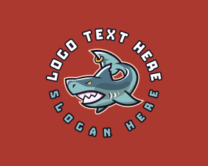 Fisherman - Angry Shark Predator logo design