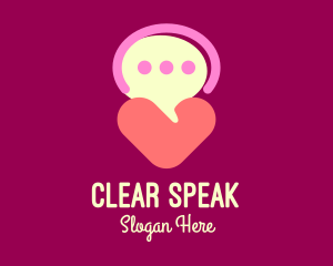 Speech - Heart Speech Bubble logo design