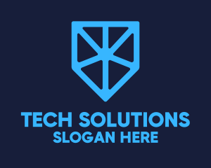 Blue Tech Shield Logo