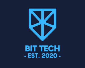 Blue Tech Shield logo design