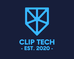 Blue Tech Shield logo design