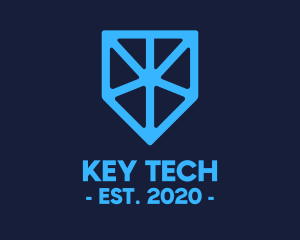 Blue Tech Shield logo design