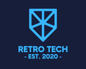 Blue Tech Shield logo design