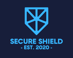 Blue Tech Shield logo design