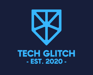 Blue Tech Shield logo design