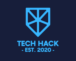 Blue Tech Shield logo design