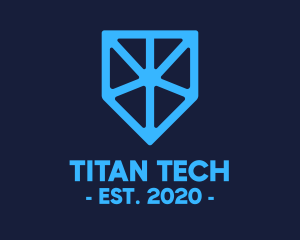 Blue Tech Shield logo design