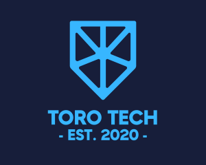 Blue Tech Shield logo design