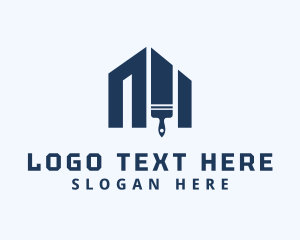 Repairman - Blue Home Paint Brush logo design