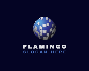 Radio - 3D Metallic Hologram Ball logo design