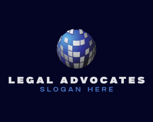 Online Shopping - 3D Metallic Hologram Ball logo design