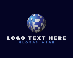 Stock Market - 3D Metallic Hologram Ball logo design