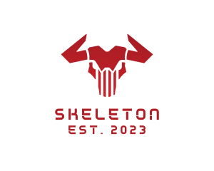 Bull Skeleton Halloween  logo design