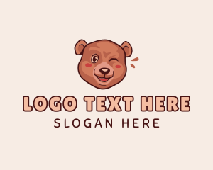 Zoo - Brown Bear Wink logo design