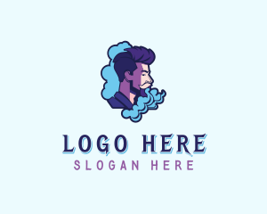 Smoke Vaping Hipster Man  Logo