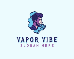 Vaporizer - Smoke Vaping Hipster Man logo design