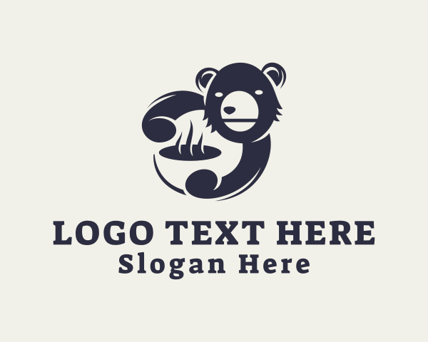 Hot - Hot Coffee Bear logo design
