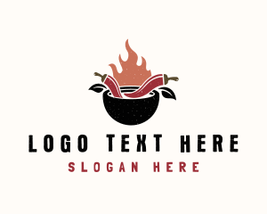 Gourmet - Flaming Spicy Bowl logo design