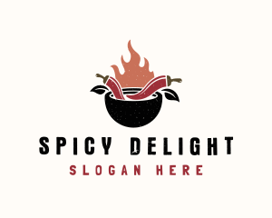 Spicy - Flaming Spicy Bowl logo design