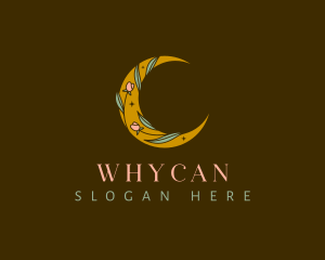 Mystic - Crescent Moon Flower logo design