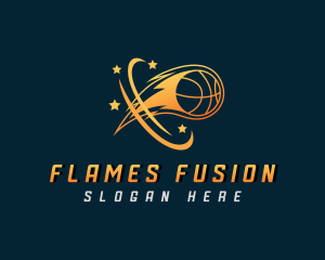 Sports Basketball Flame logo design