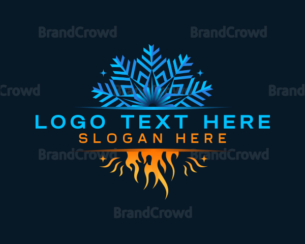 Snowflake Flame Thermal Industrial Logo