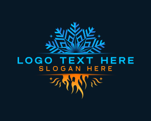 Heater - Snowflake Flame Thermal Industrial logo design