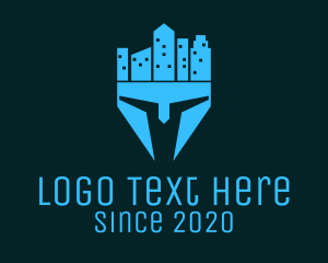 Blue - Building City Helmet logo design