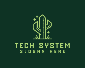 System - Desert Cactus Plant logo design