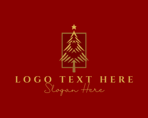 Holiday - Gold Christmas Tree logo design